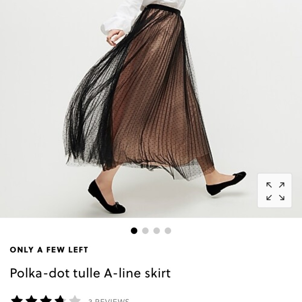 Jcrew Black Tulle A-line skirt polka dots size 6